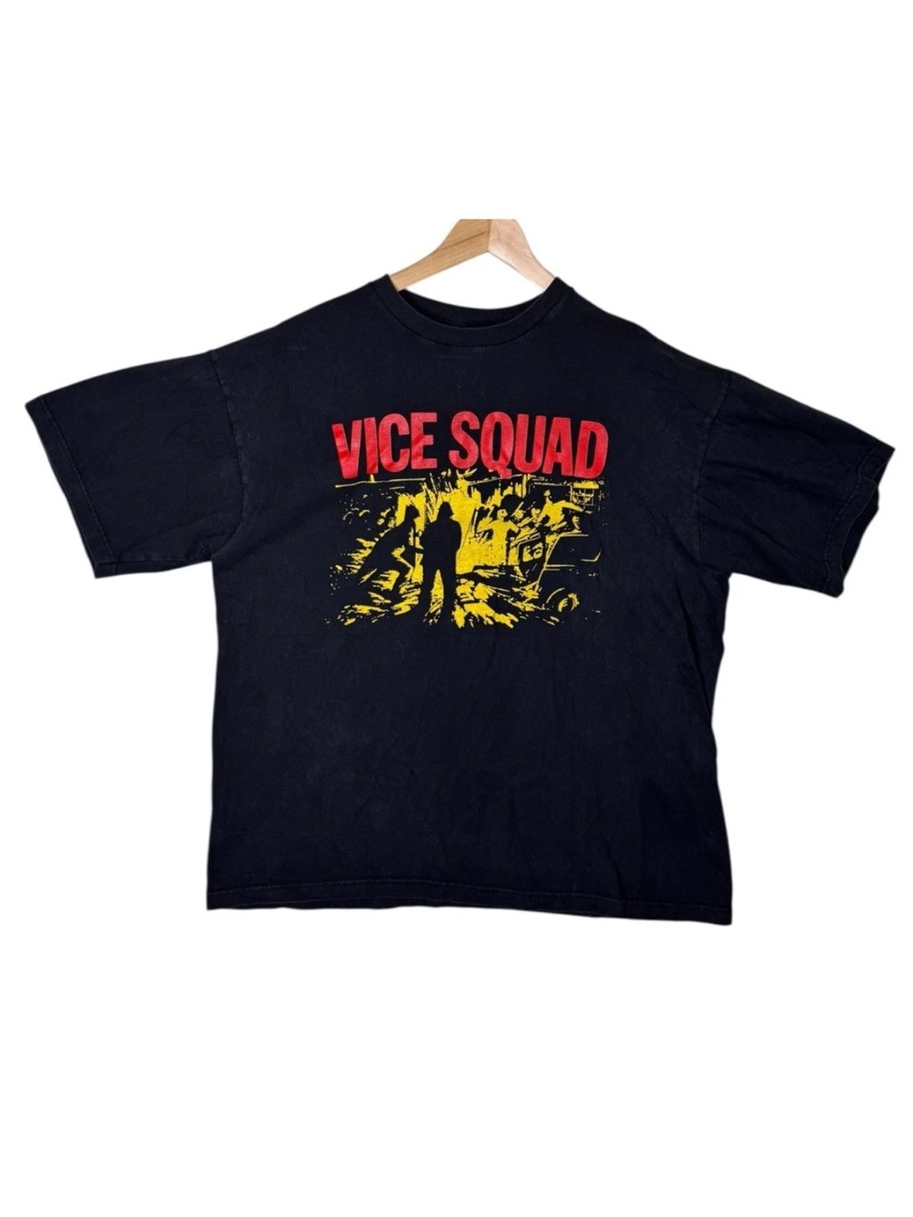 VTG ALM Vice Squad Punk Band Short Sleeve T-Shirt Shirt Black Adult Size XL